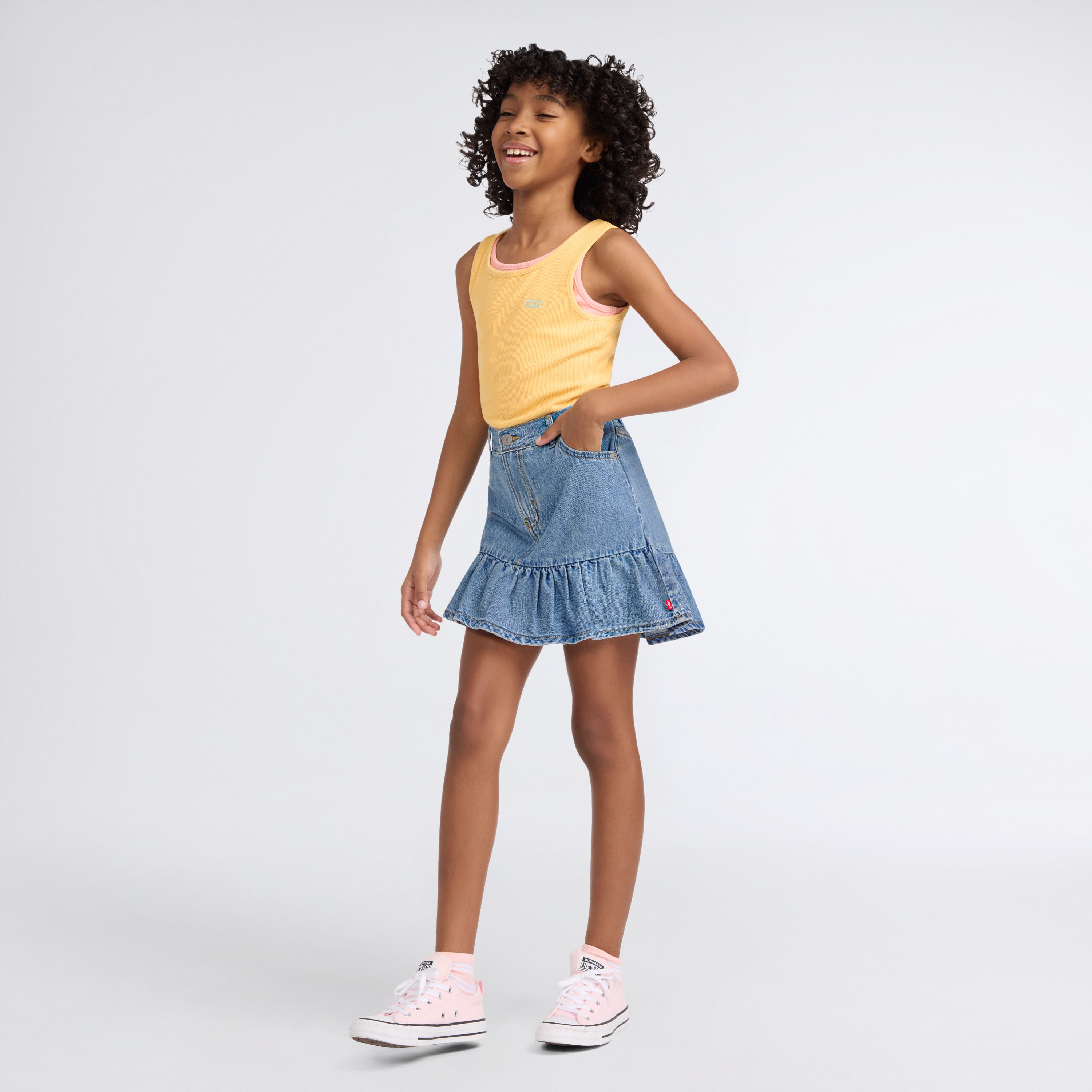 Denim Flounce Skort Big Girls 7-16 4