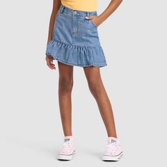 Denim Flounce Skort Big Girls 7-16 — Reach For The Stars - Medium Wash 1
