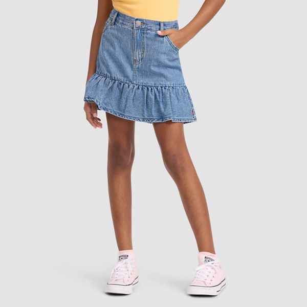 Denim Flounce Skort Big Girls 7-16 — Reach For The Stars - Medium Wash