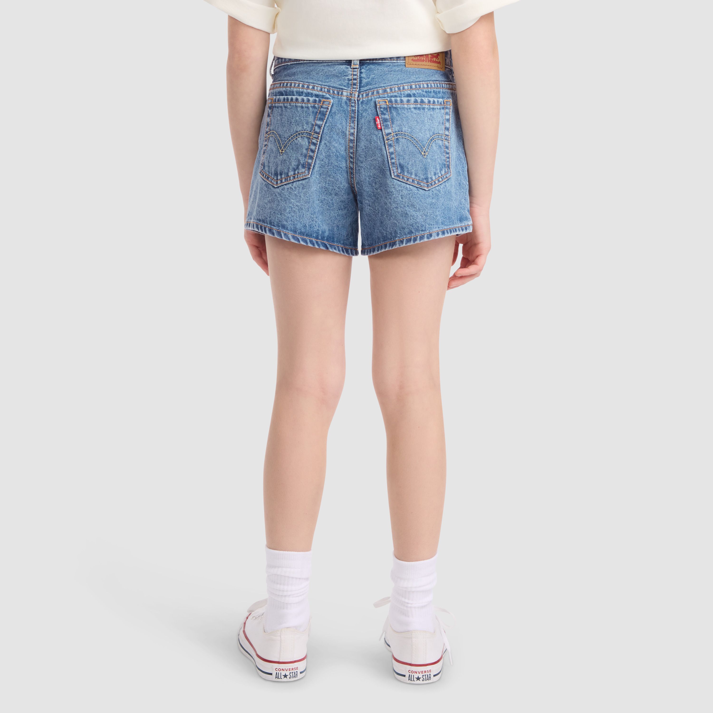 Embroidered Mini Mom Denim Short Big Girls 7-16 2