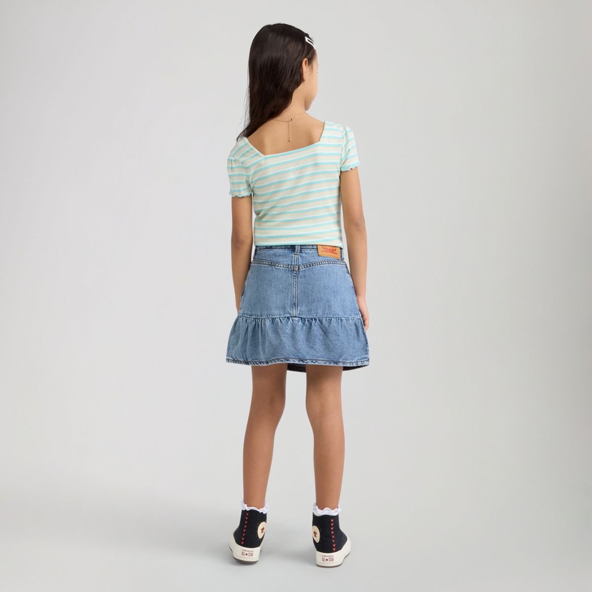 Denim Flounce Skort Little Girls 4-6 — Reach For The Stars - Medium Wash