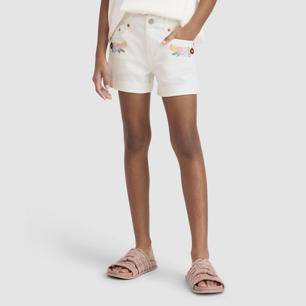 Embroidered Girlfriend Short Big Girls 7-16 — Antique White