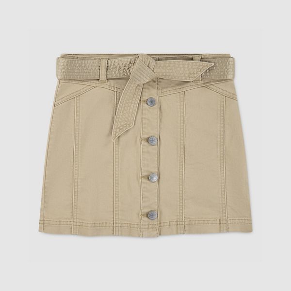 Buttoned Denim Skirt Big Girls 7-16 — Curds and Whey - Beige