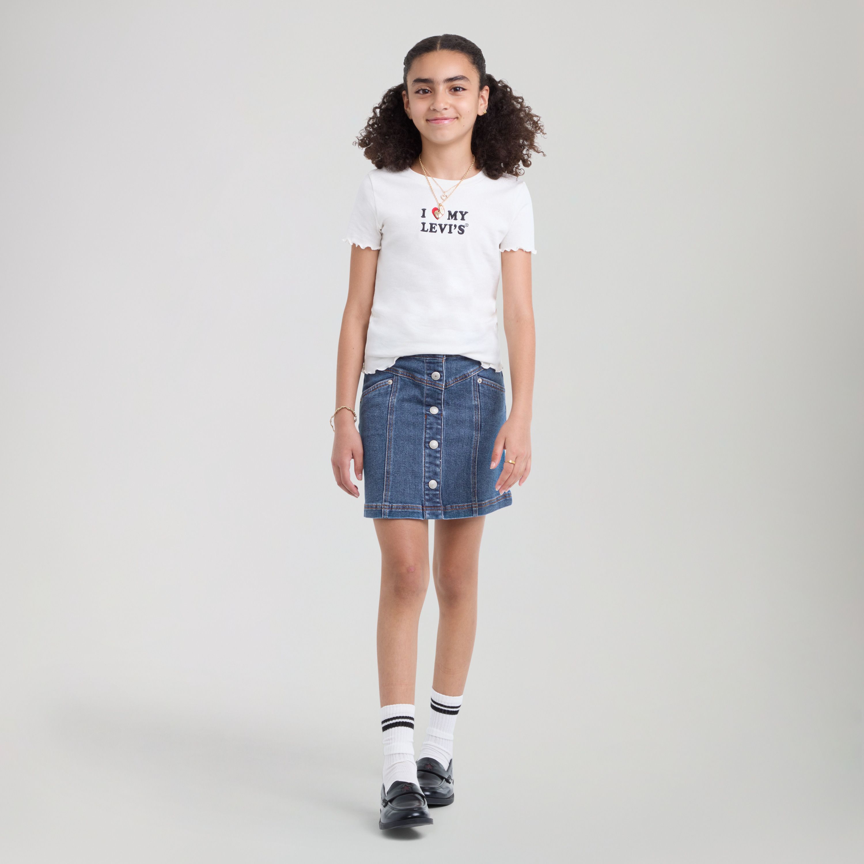 Buttoned Front Skirt Big Girls 7-16 5