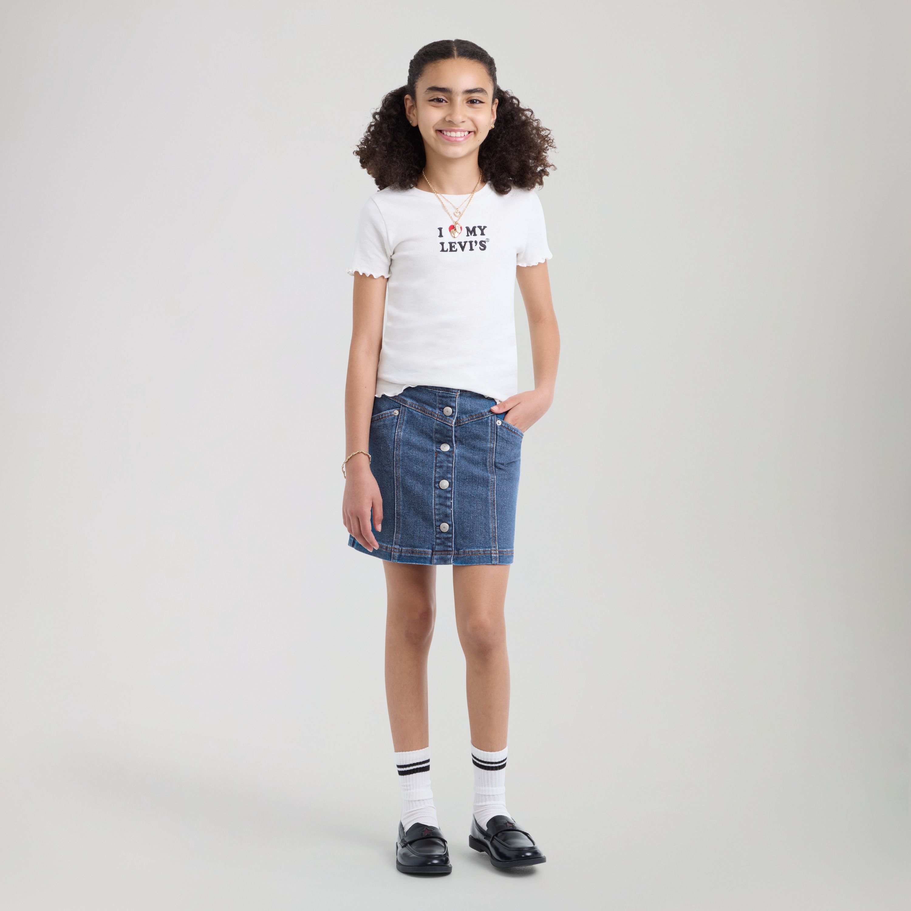 Buttoned Front Skirt Big Girls 7-16 1