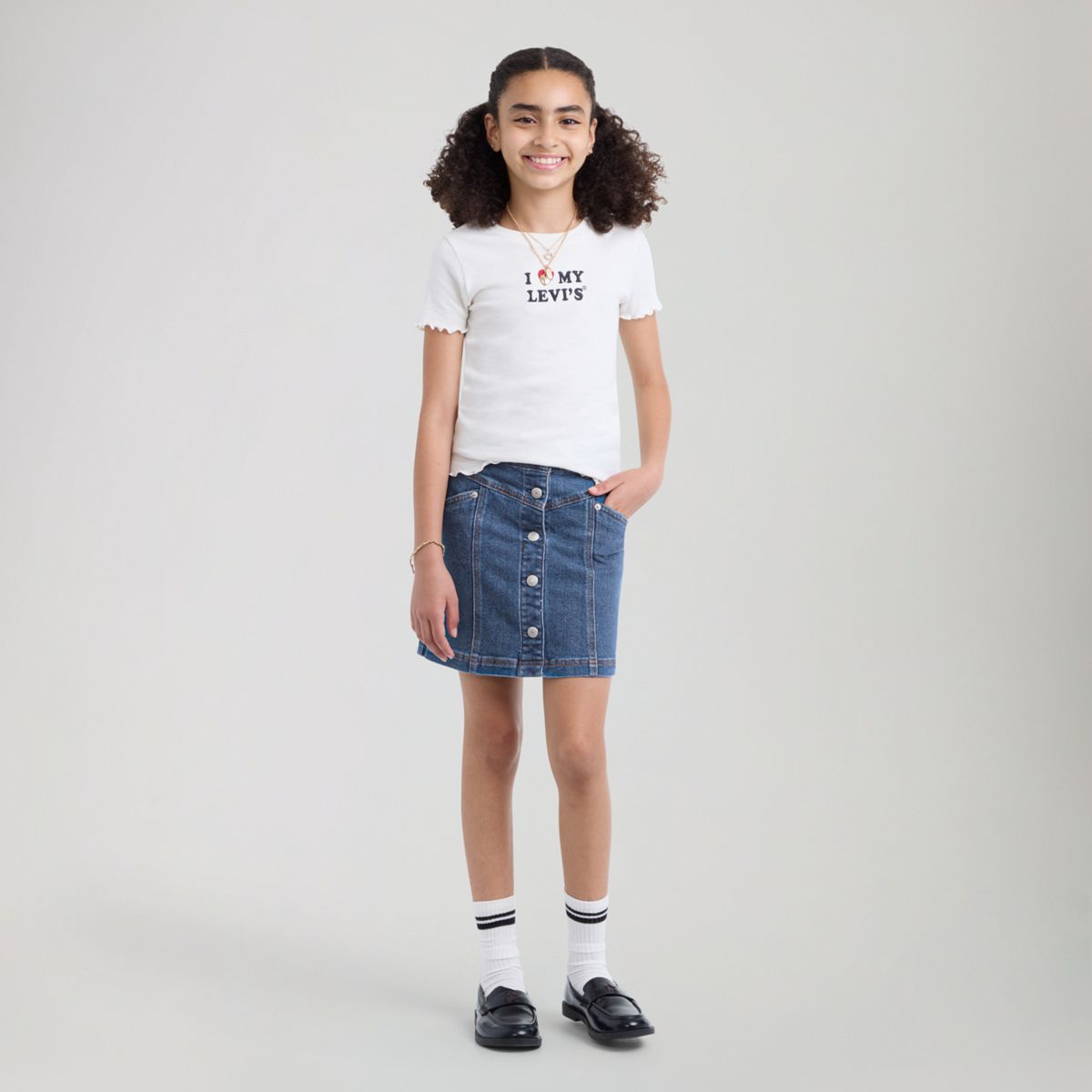 Buttoned Front Skirt Big Girls 7-16 — Rodeo - Blue