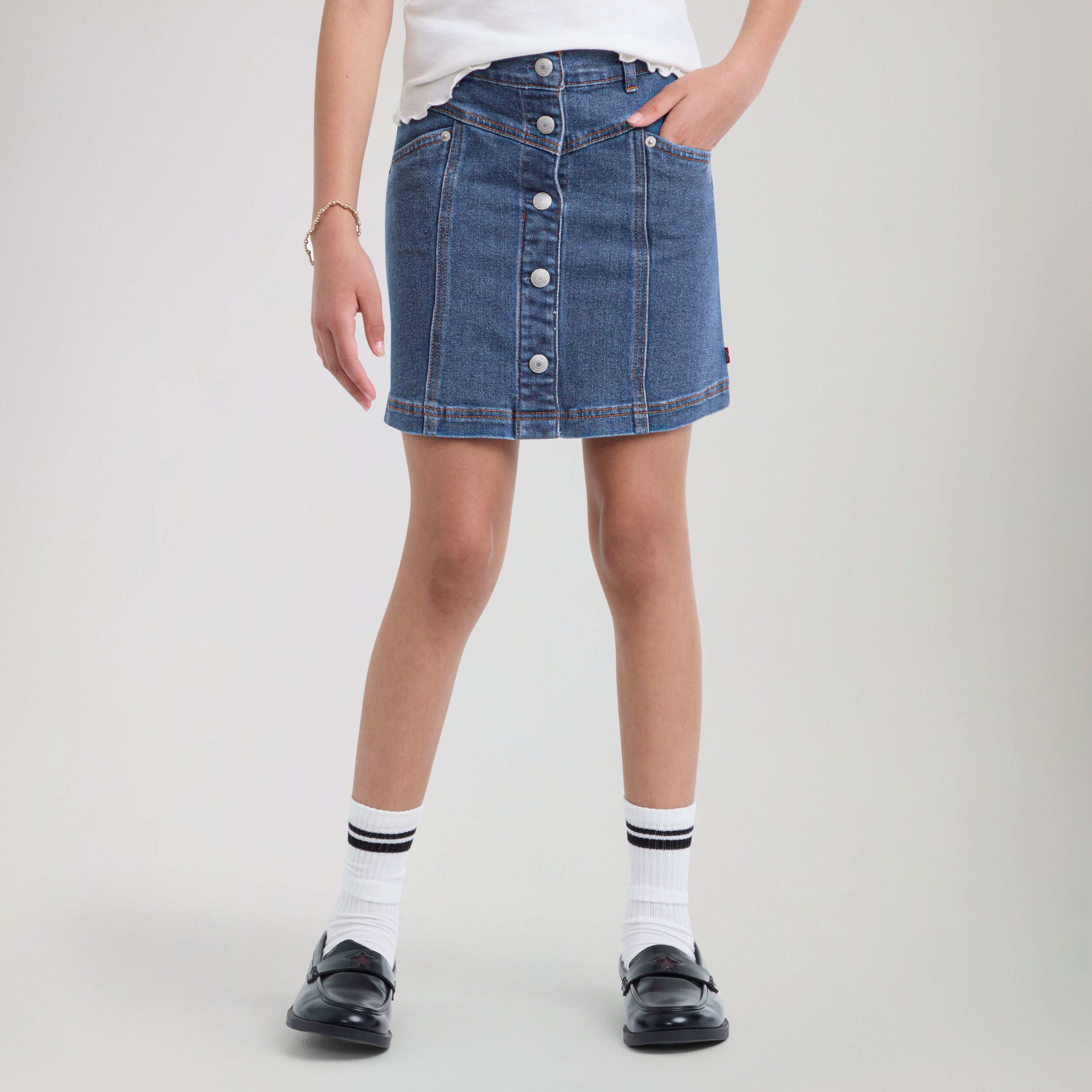 Buttoned Front Skirt Big Girls 7-16 8
