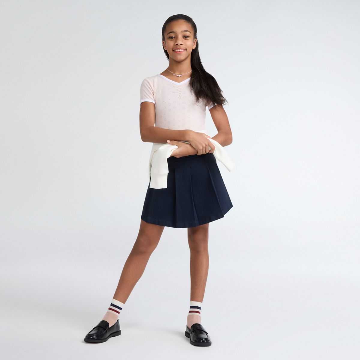 Pleated Uniform Skort Big Girls 7-16 — Navy Blazer - Blue