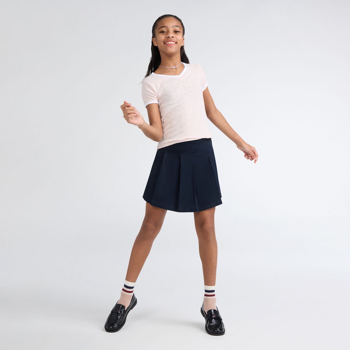 Pleated Uniform Skort Big Girls 7-16 — Navy Blazer - Blue