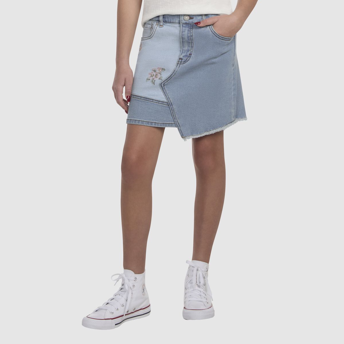 Mash Up Denim Skirt Big Girls 7-16 — Fully Baked - Light Wash
