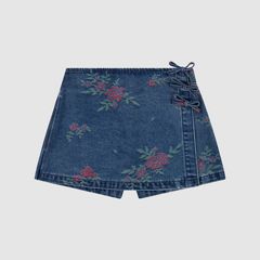Floral Jacqaurd Skort Big Girls 7-16 — Highlight Reels - Dark Wash 5