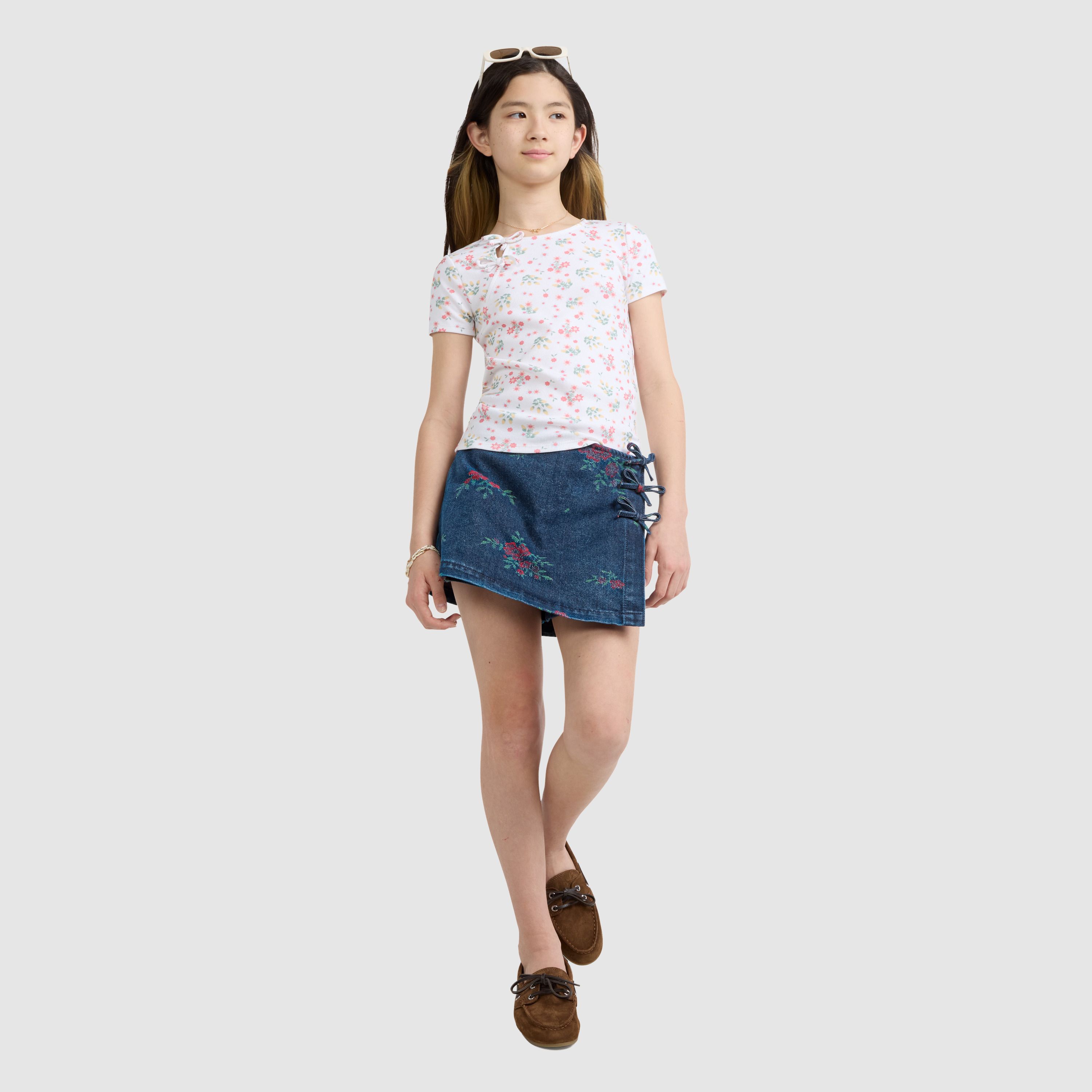 Floral Jacqaurd Skort Big Girls 7-16 1