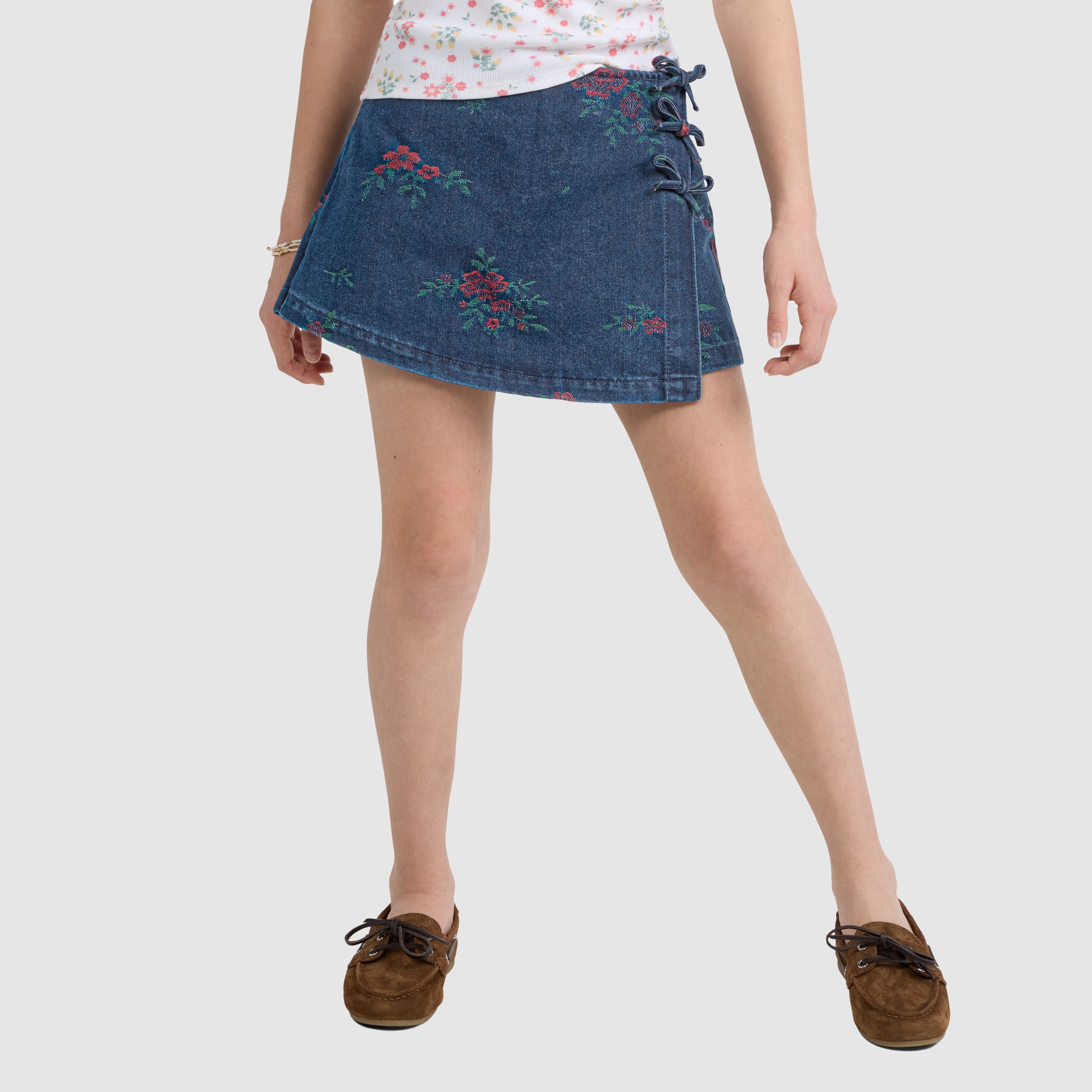 Floral Jacqaurd Skort Big Girls 7-16 2