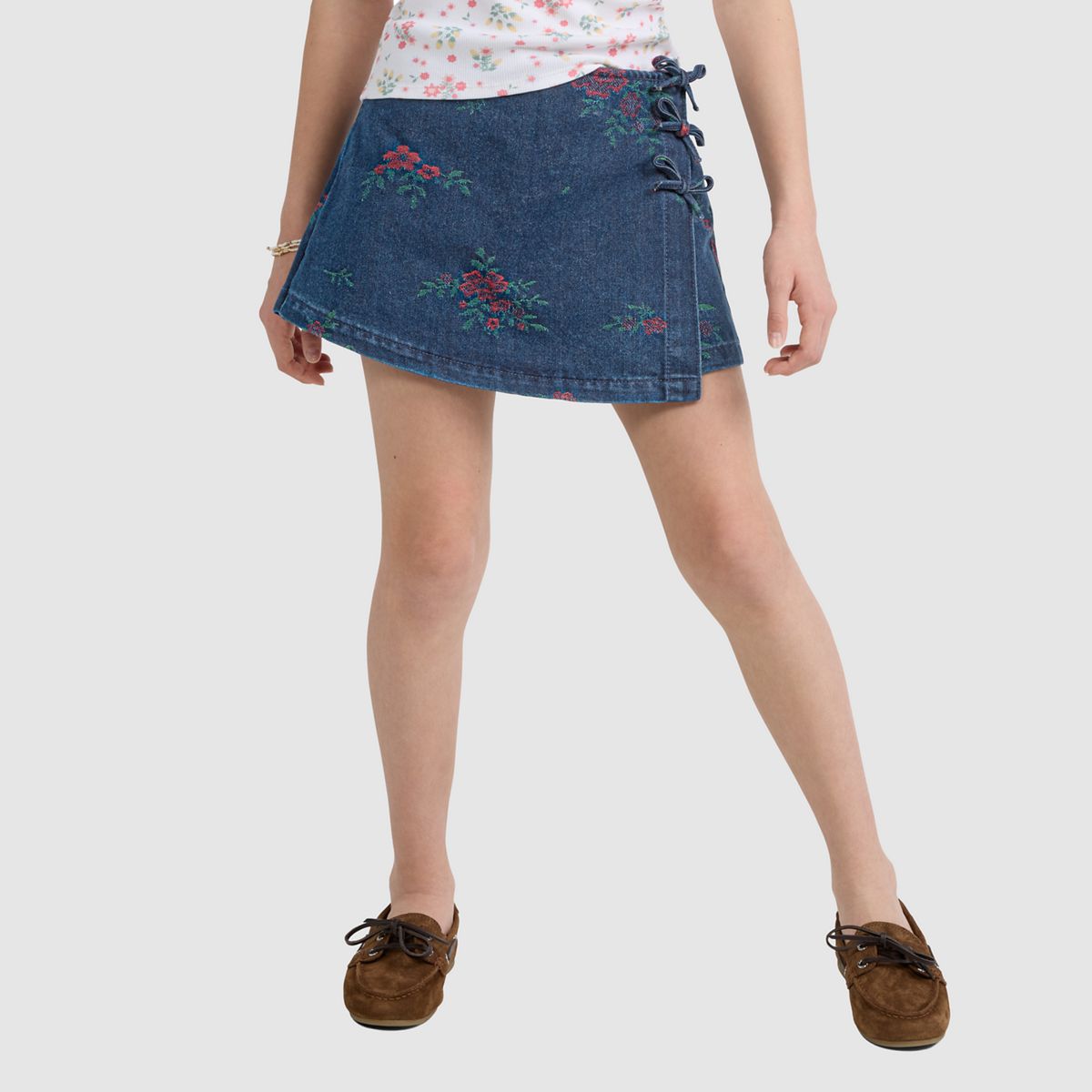 Floral Jacqaurd Skort Big Girls 7-16 — Highlight Reels - Dark Wash