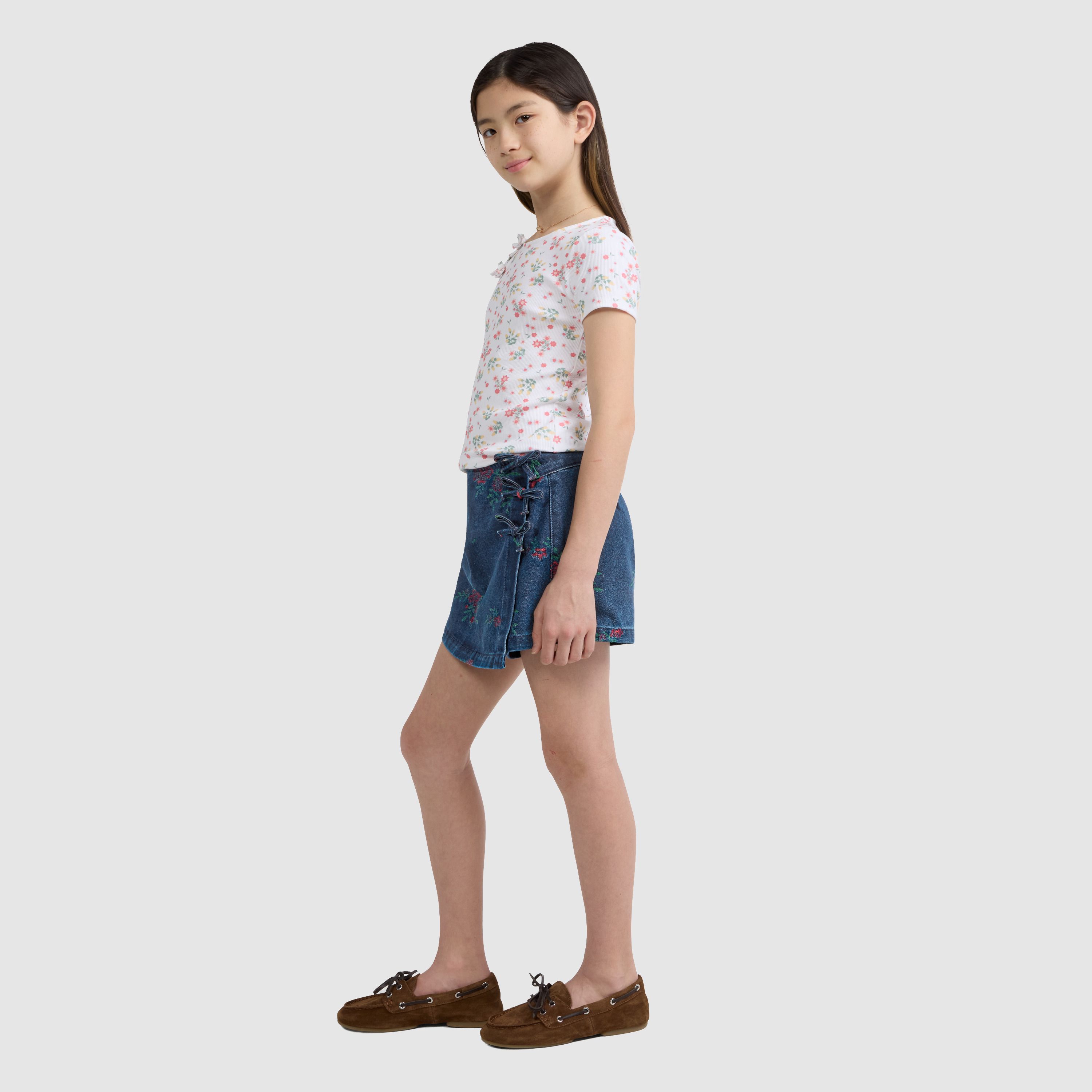 Floral Jacqaurd Skort Big Girls 7-16 3