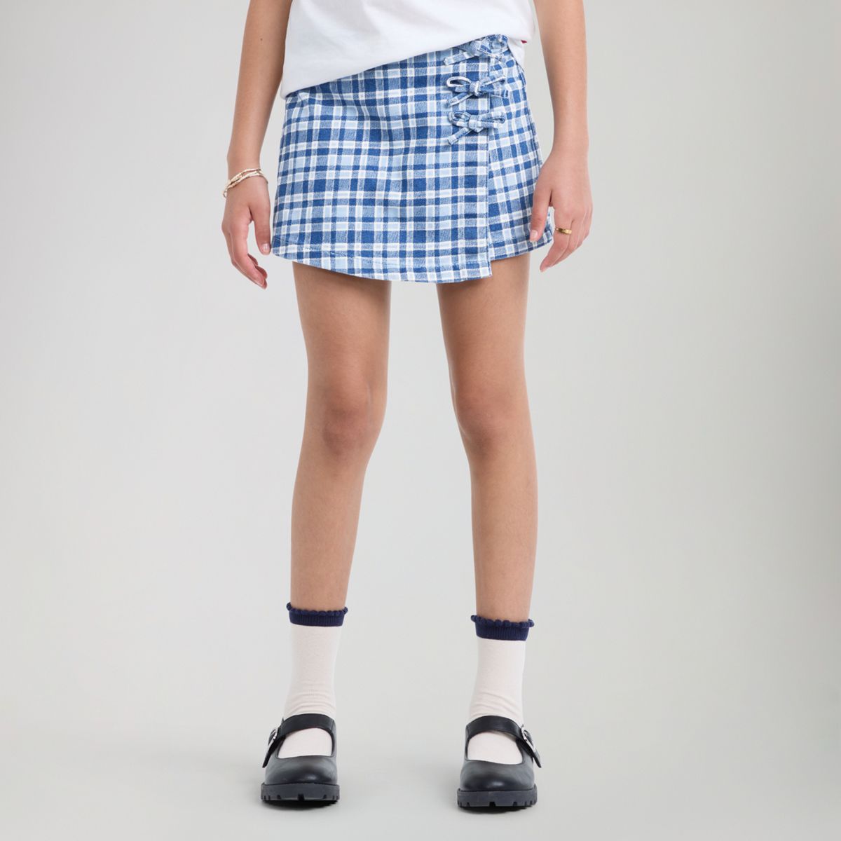 Plaid Skort Big Girls 7-16 — Drew Me In - Medium Wash