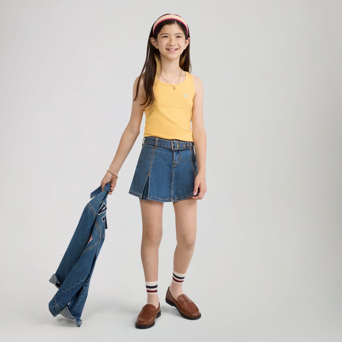 Pleated Skort Big Girls 7-16 — Lunch Break - Medium Wash