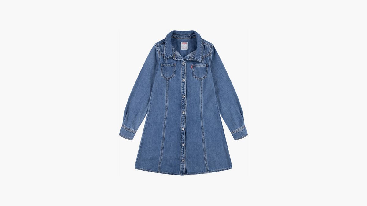 Western Denim Shirt Dress Little Girls 4-6x — Drew me In - Blue