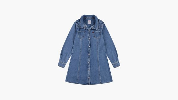 Western Denim Shirt Dress Little Girls 4-6x — Drew me In - Blue