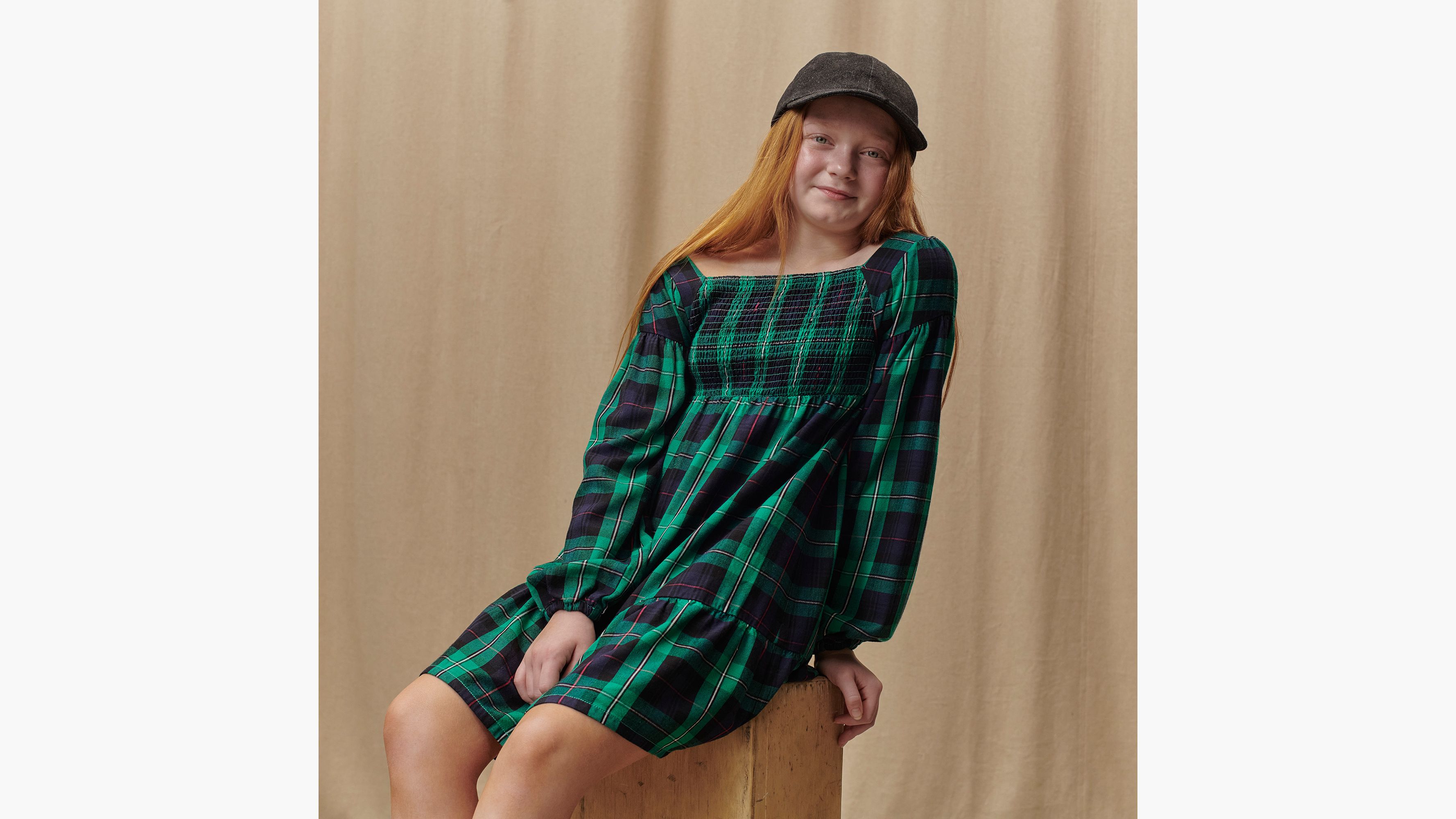 Smocked Top Plaid Dress Big Girls 7-16 1