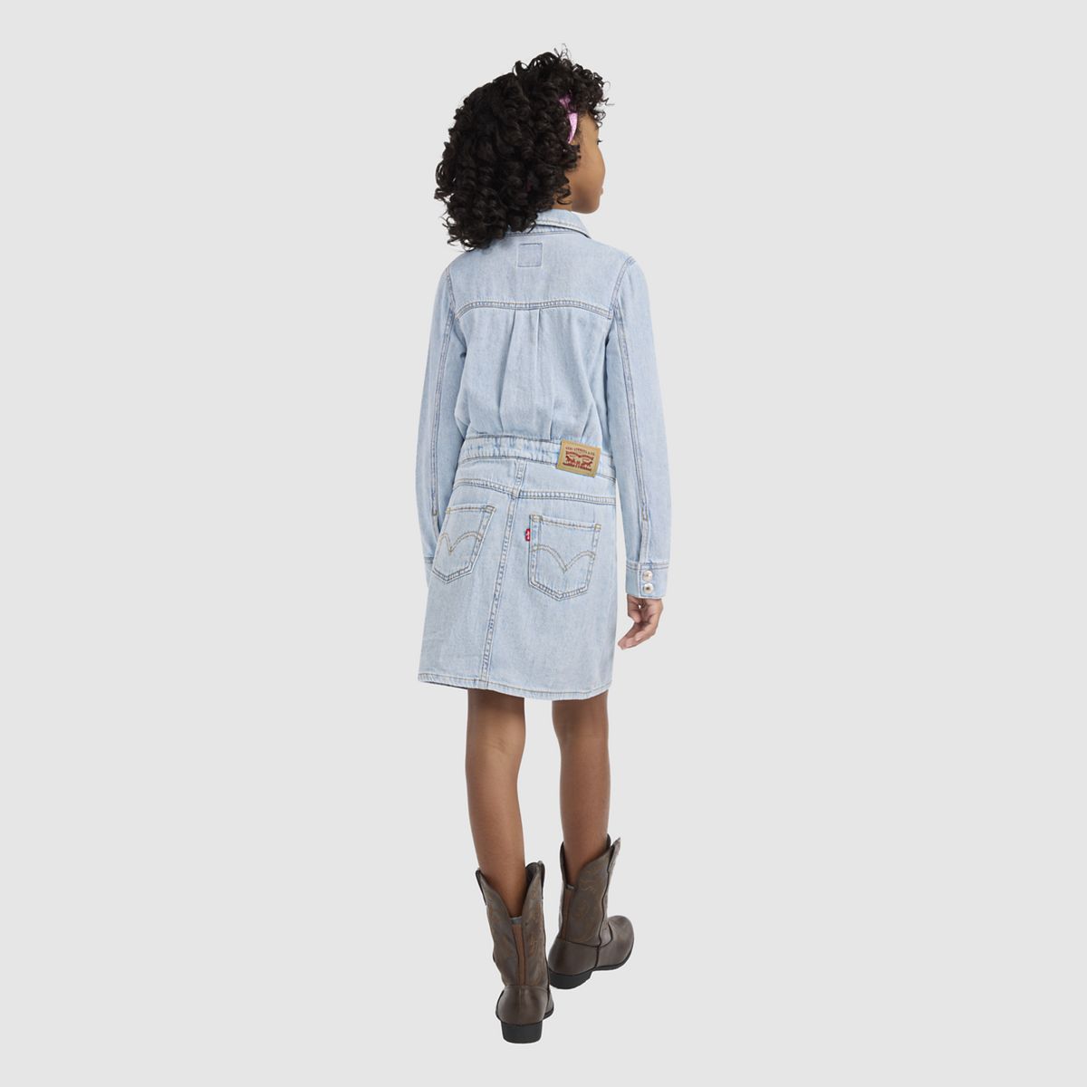 Long Sleeve Western Dress Big Girls 7-16 — This and That - Light Blue