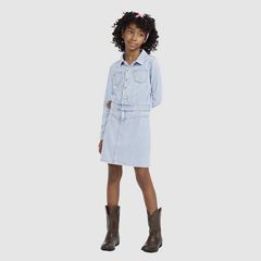 Long Sleeve Western Dress Big Girls 7-16 — This and That - Light Blue 2