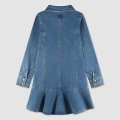 Long Sleeve Button Up Dress Little Girls 4-6X — Drew Me In - Medium Wash 2