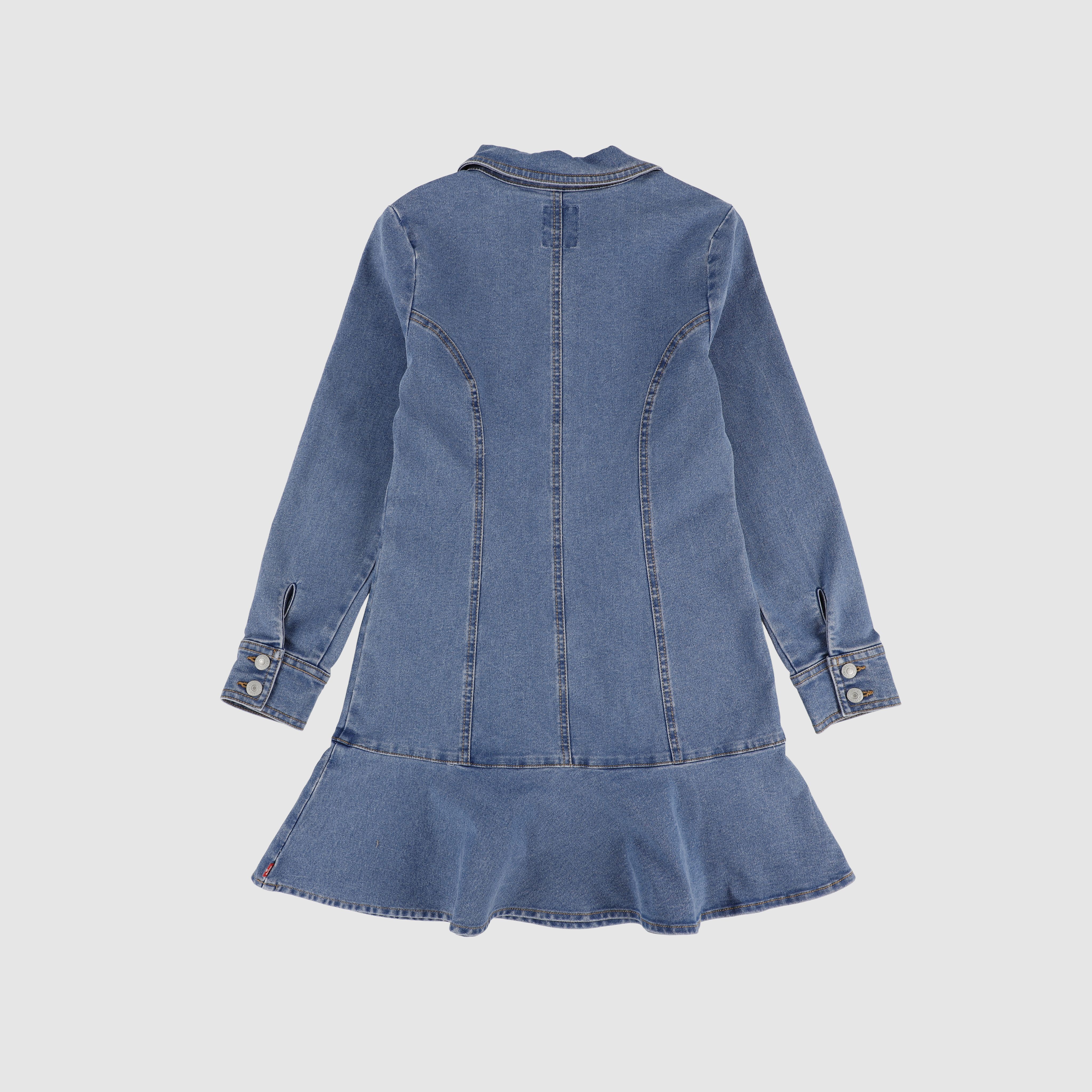 Long Sleeve Button Up Dress Big Girls 7-16 2