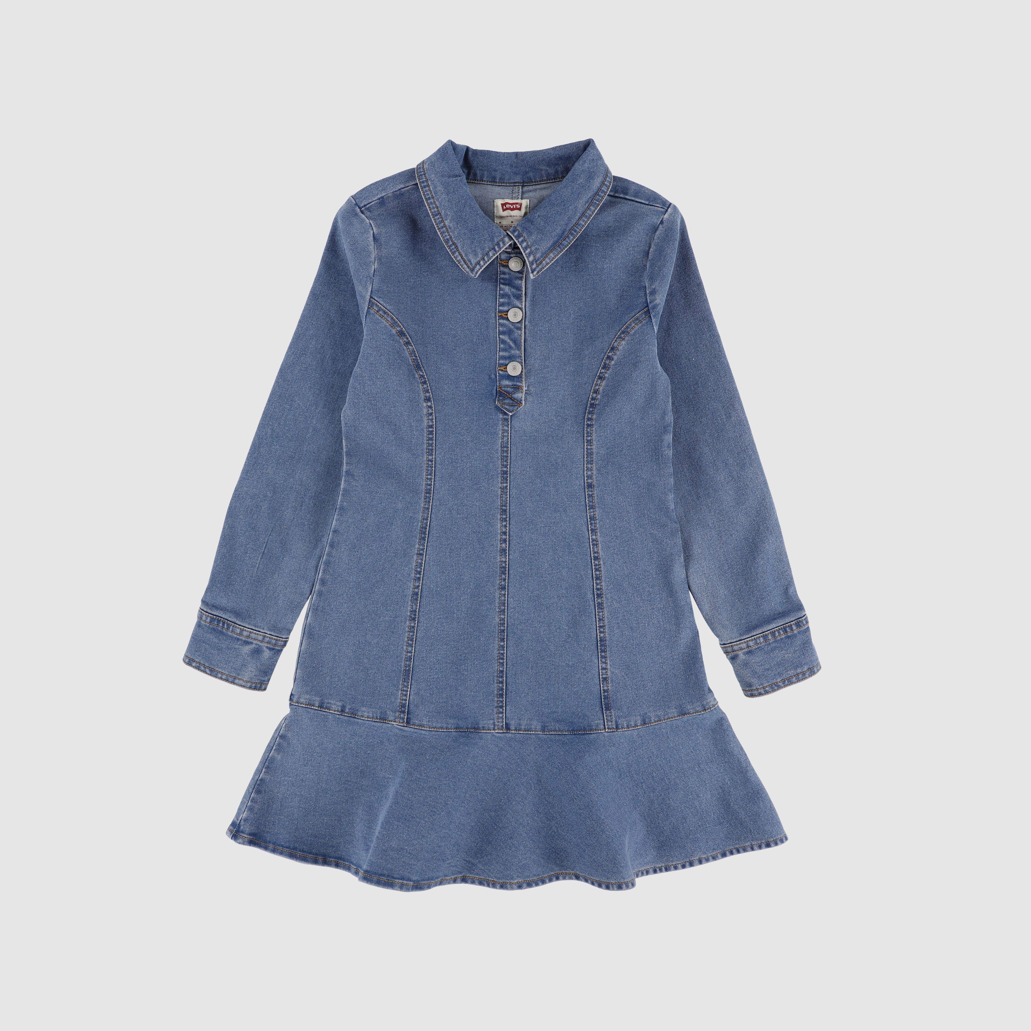 Long Sleeve Button Up Dress Big Girls 7-16 1