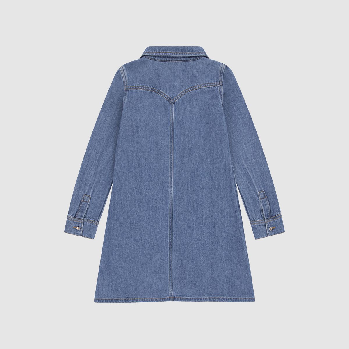 Long Sleeve Button Up Dress Little Girls 4-6X — Drew Me In - Medium Wash