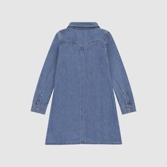 Long Sleeve Button Up Dress Little Girls 4-6X — Drew Me In - Medium Wash 4