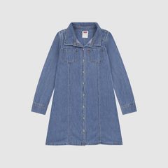 Long Sleeve Button Up Dress Little Girls 4-6X — Drew Me In - Medium Wash 3