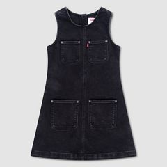 Long Sleeve Button Up Dress Little Girls 4-6X — Black Canyon - Dark Wash 1