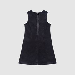 Long Sleeve Button Up Dress Little Girls 4-6X — Black Canyon - Dark Wash 2