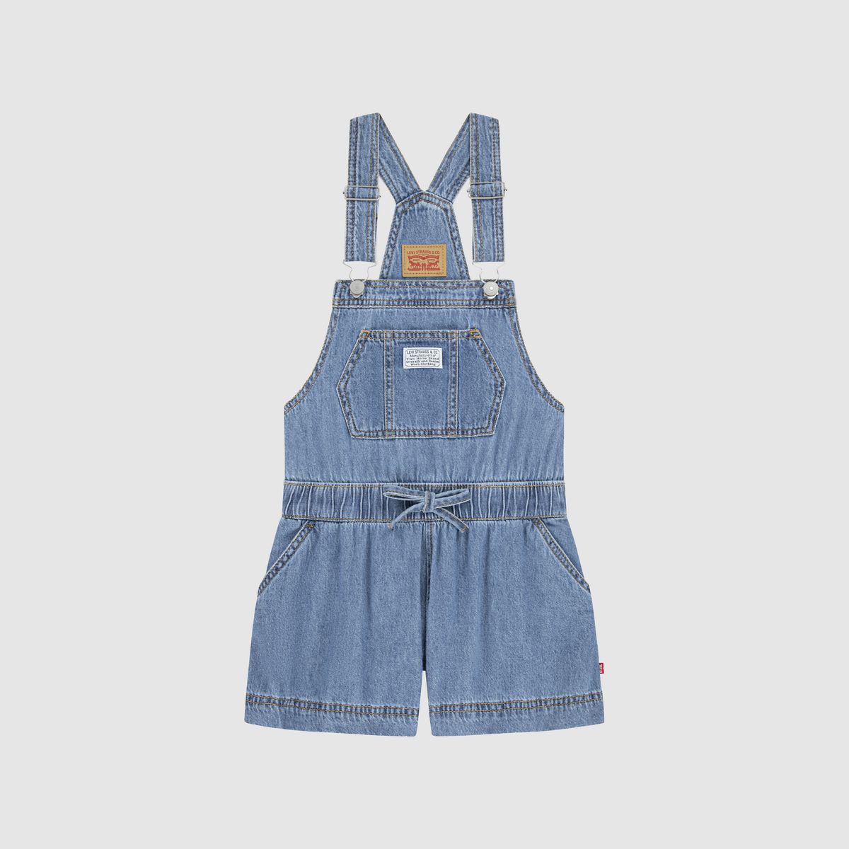 Waist Tie Shortalls Big Girls 7-16 — Drew Me In - Medium Wash