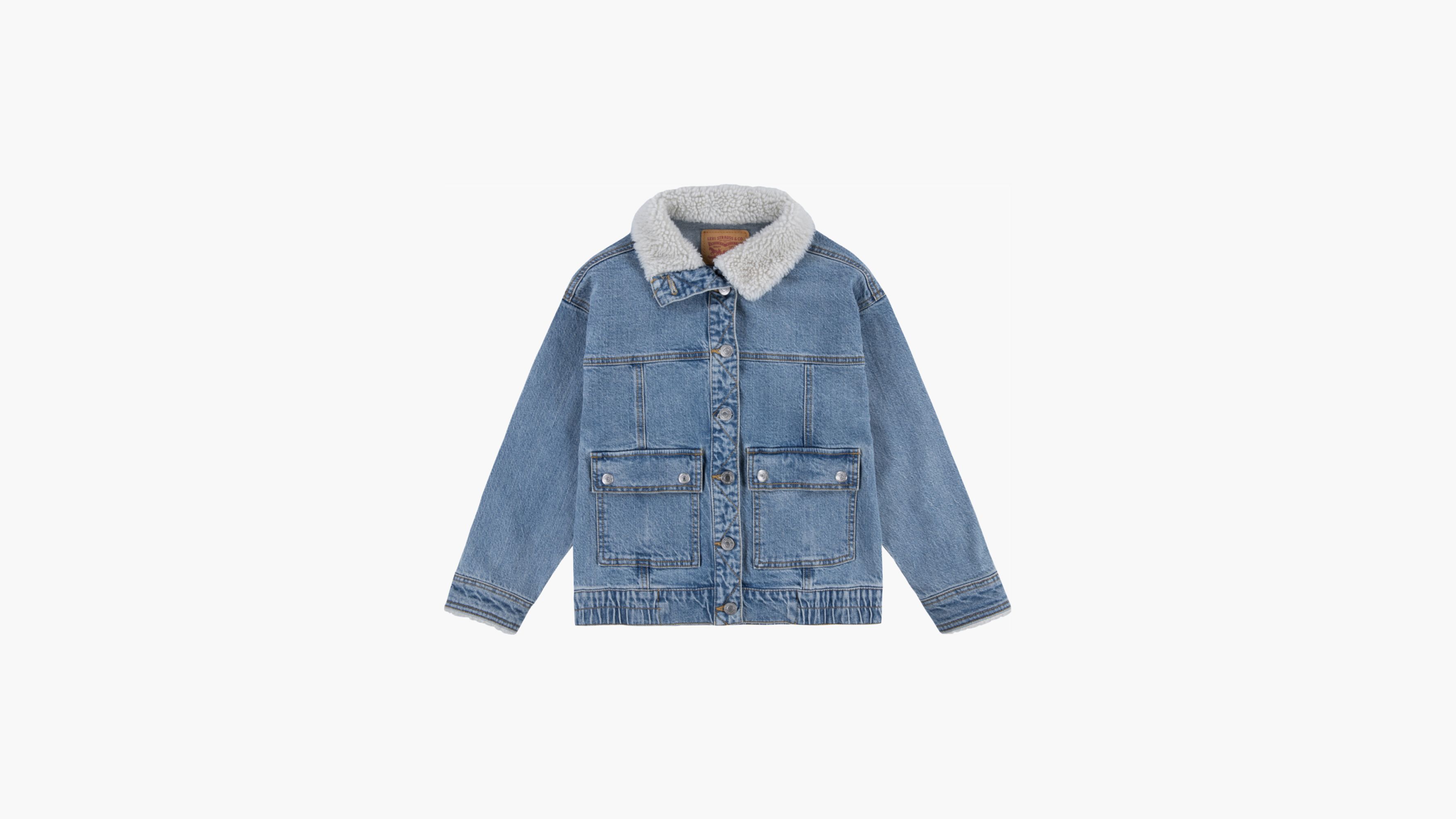 Sherpa Collar Oversized Trucker Jacket Big Girls 7-16 4