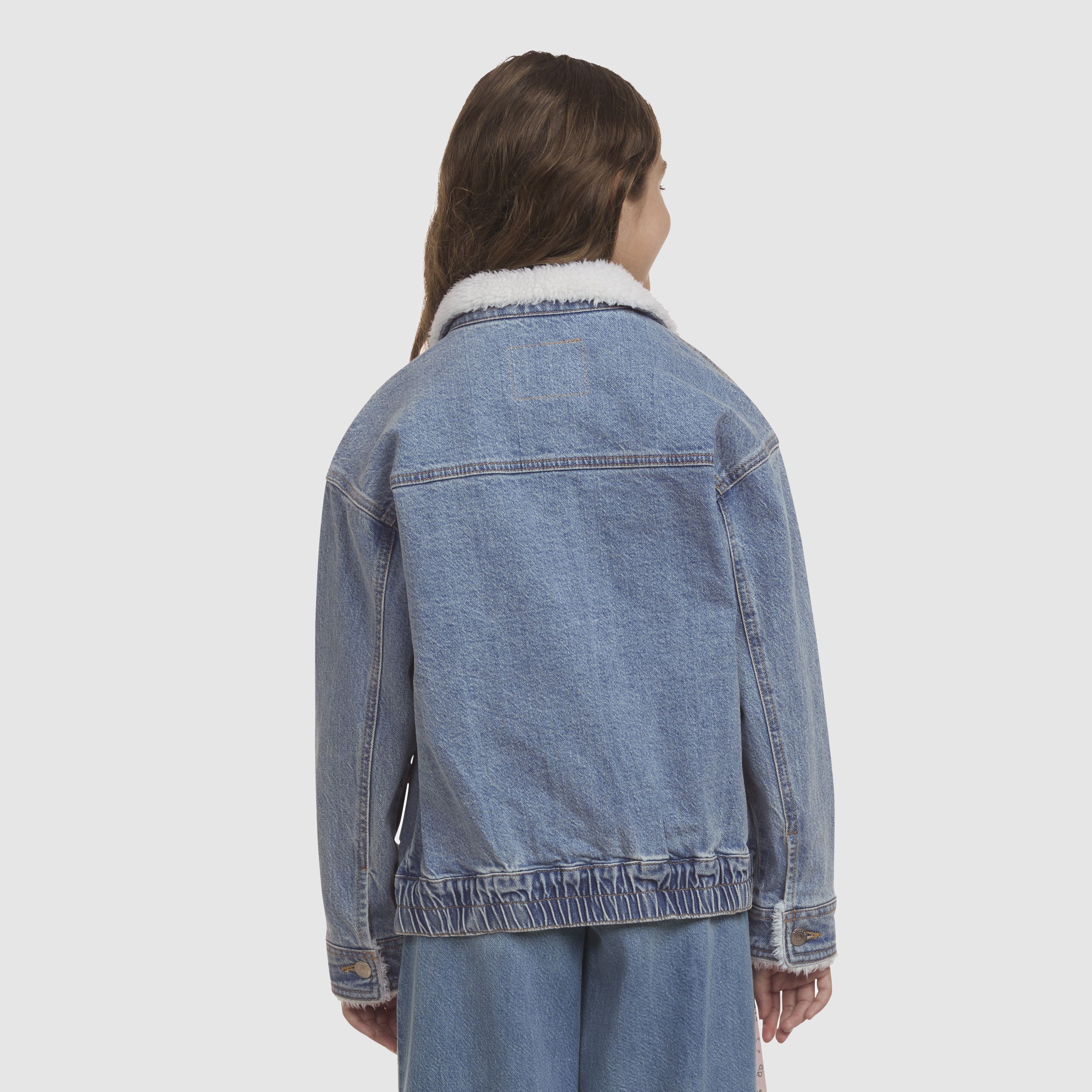 Sherpa Collar Oversized Trucker Jacket Big Girls 7-16 3