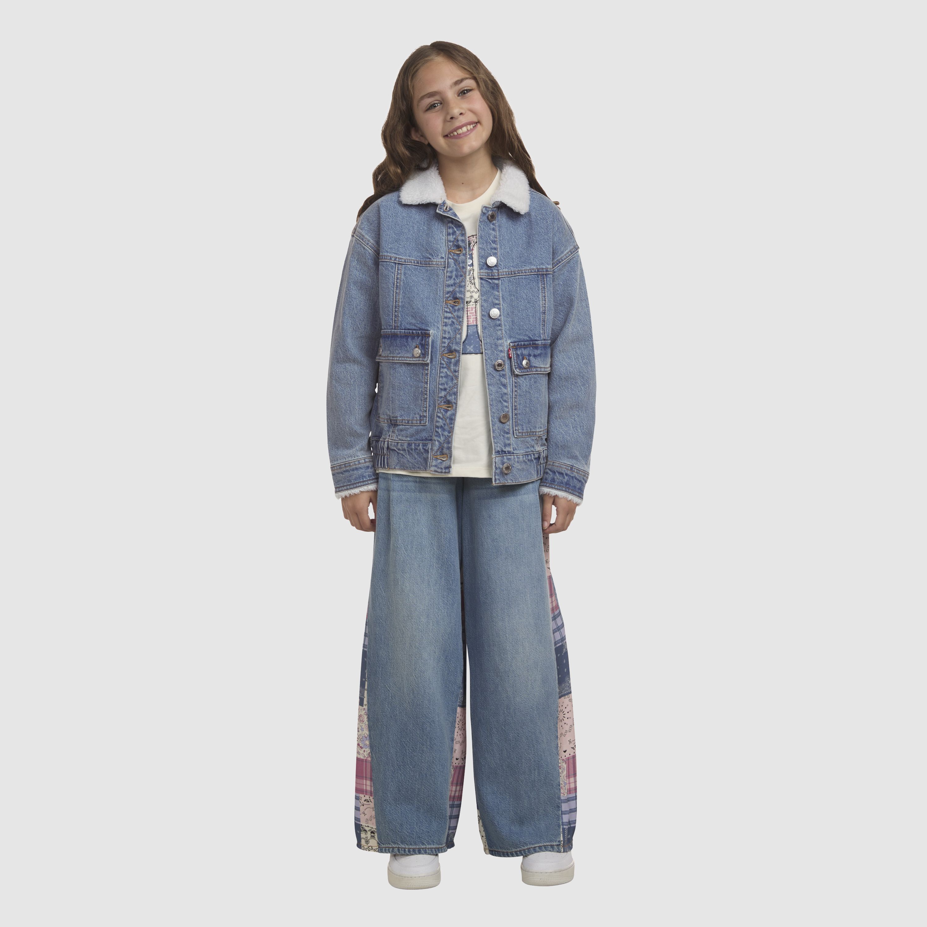 Sherpa Collar Oversized Trucker Jacket Big Girls 7-16 1