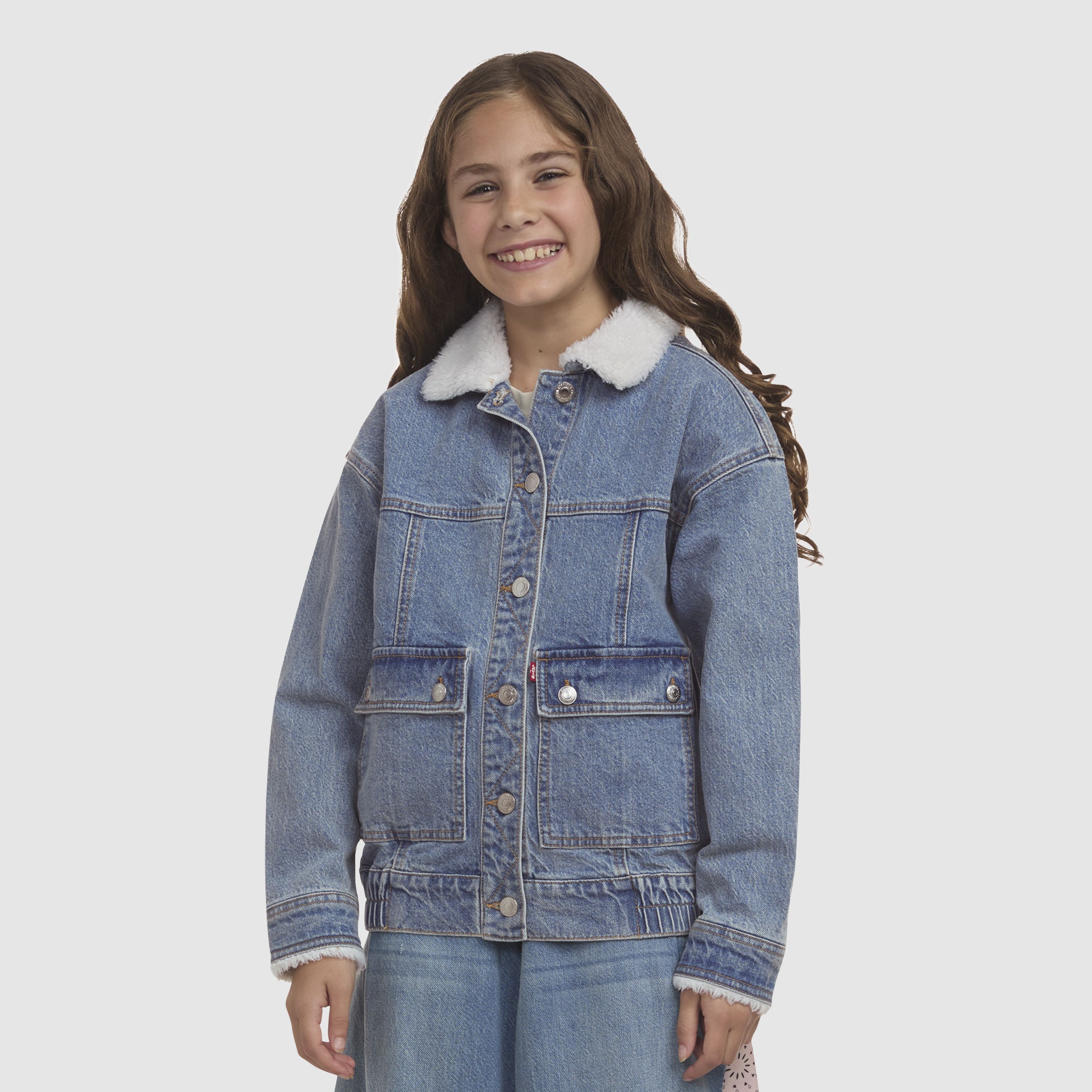 Sherpa Collar Oversized Trucker Jacket Big Girls 7-16 2