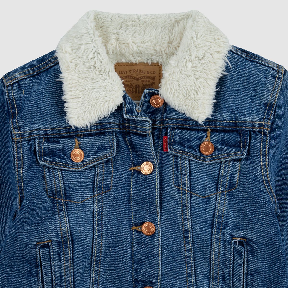 Sherpa Trucker Jacket Big Girls S-XL — Bristol - Medium Wash