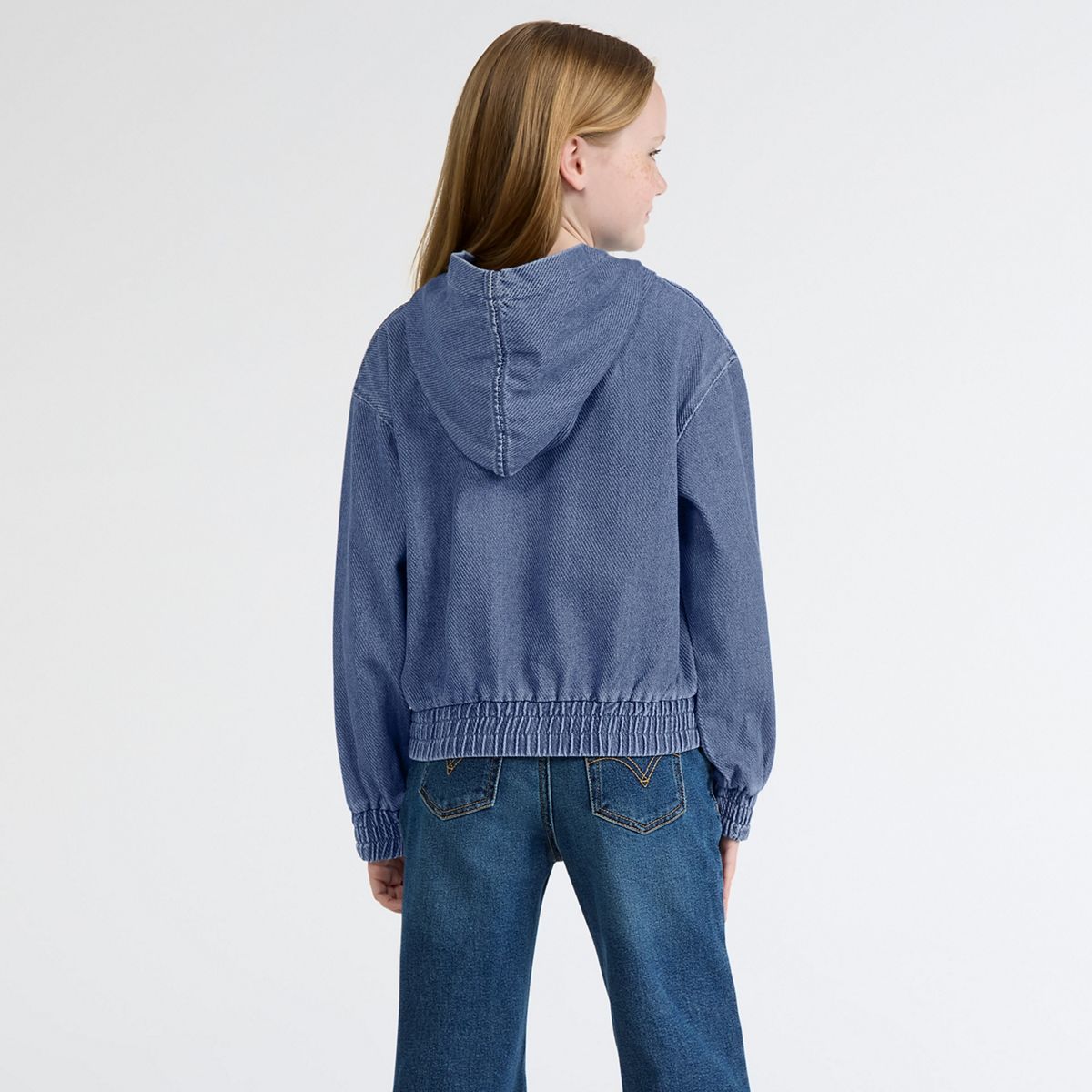 Denim Hoodie Big Girls 7-16 — Dance Around - Blue