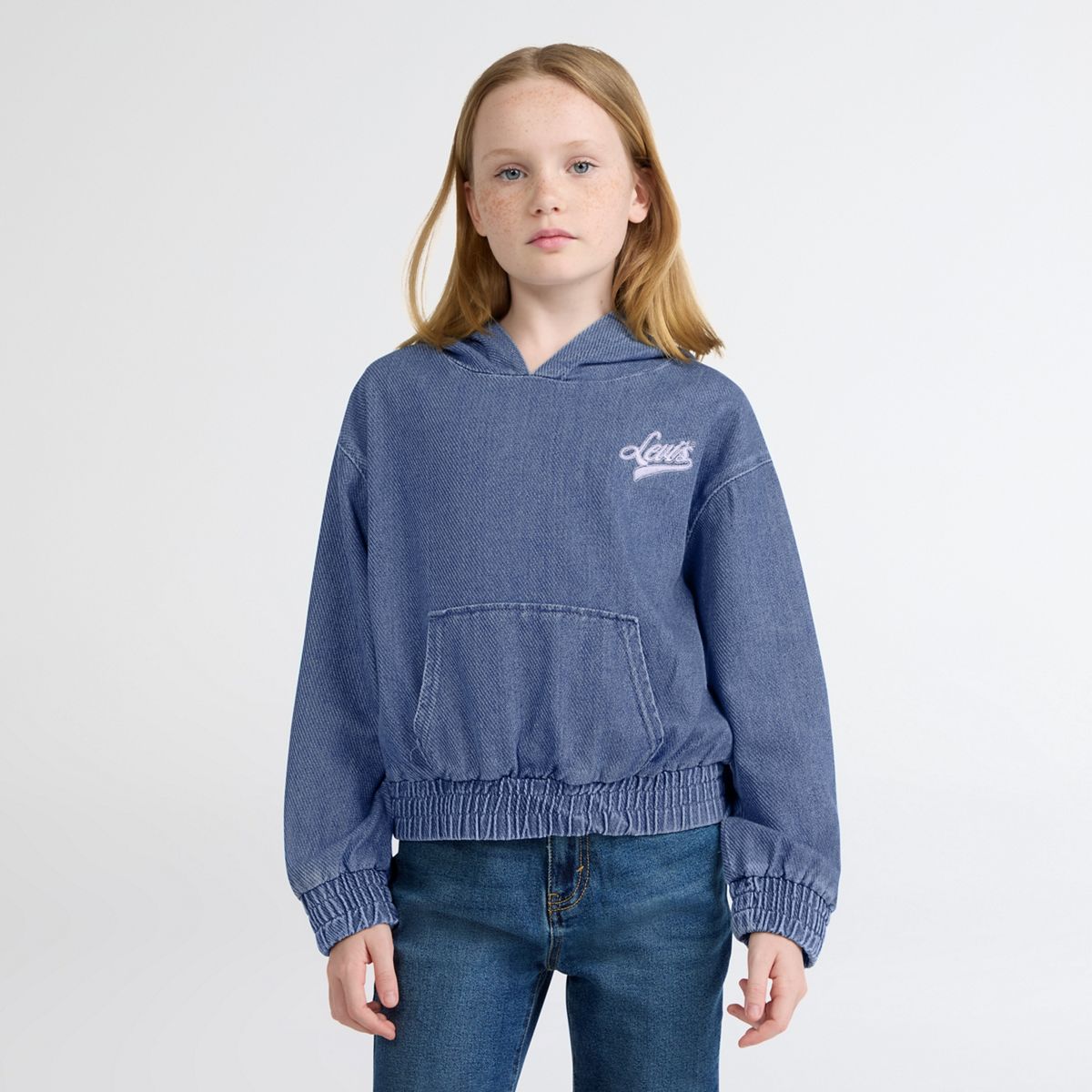 Denim Hoodie Big Girls 7-16 — Dance Around - Blue