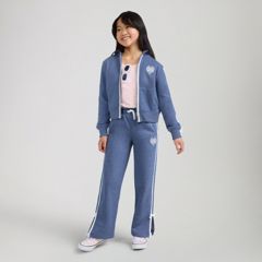 Meet And Greet Full Zip Hoodie Big Girls 7-16 — Bijou Blue Heather - Blue 1
