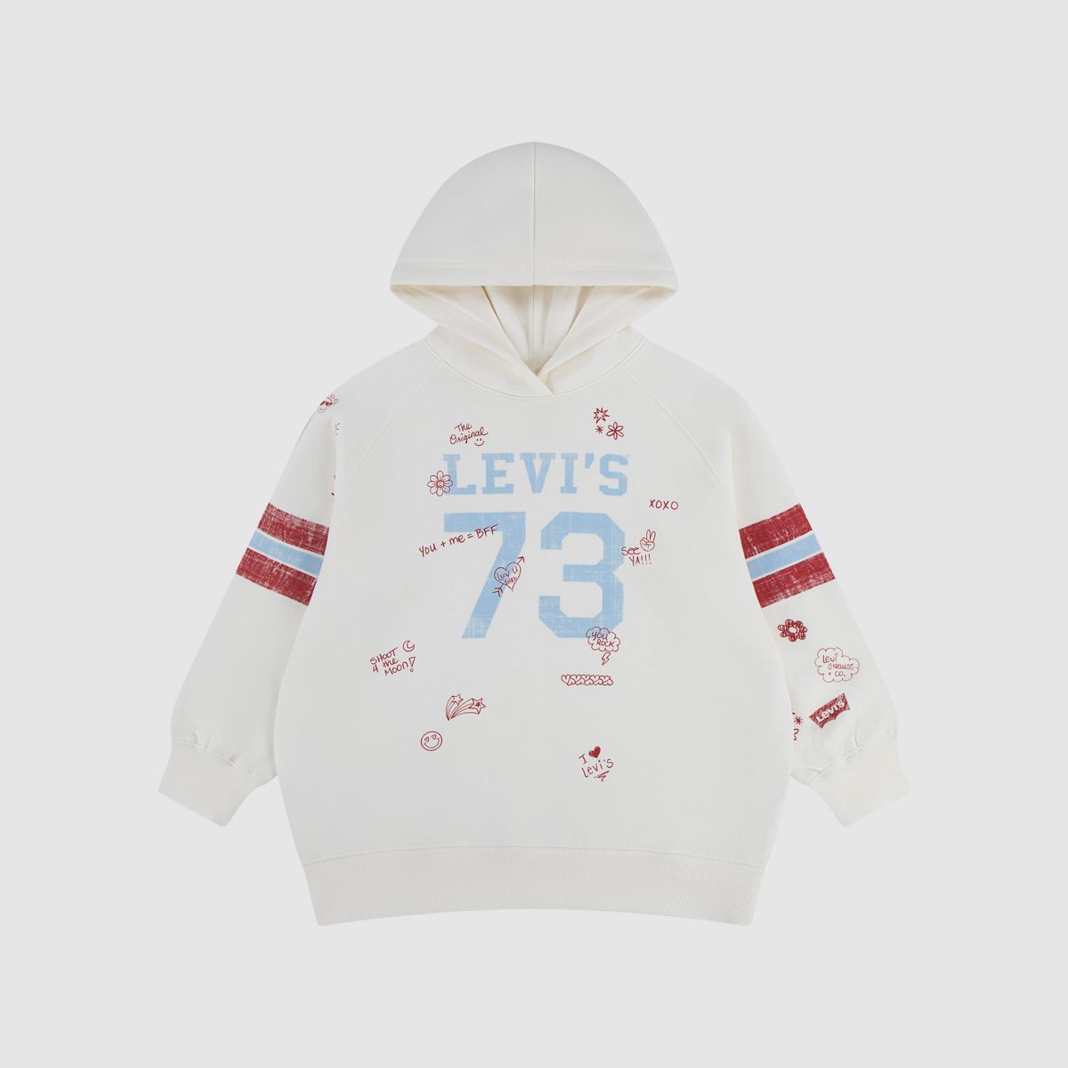 Oversized Varsity Hoodie Big Girls 7-16 — Egret - White