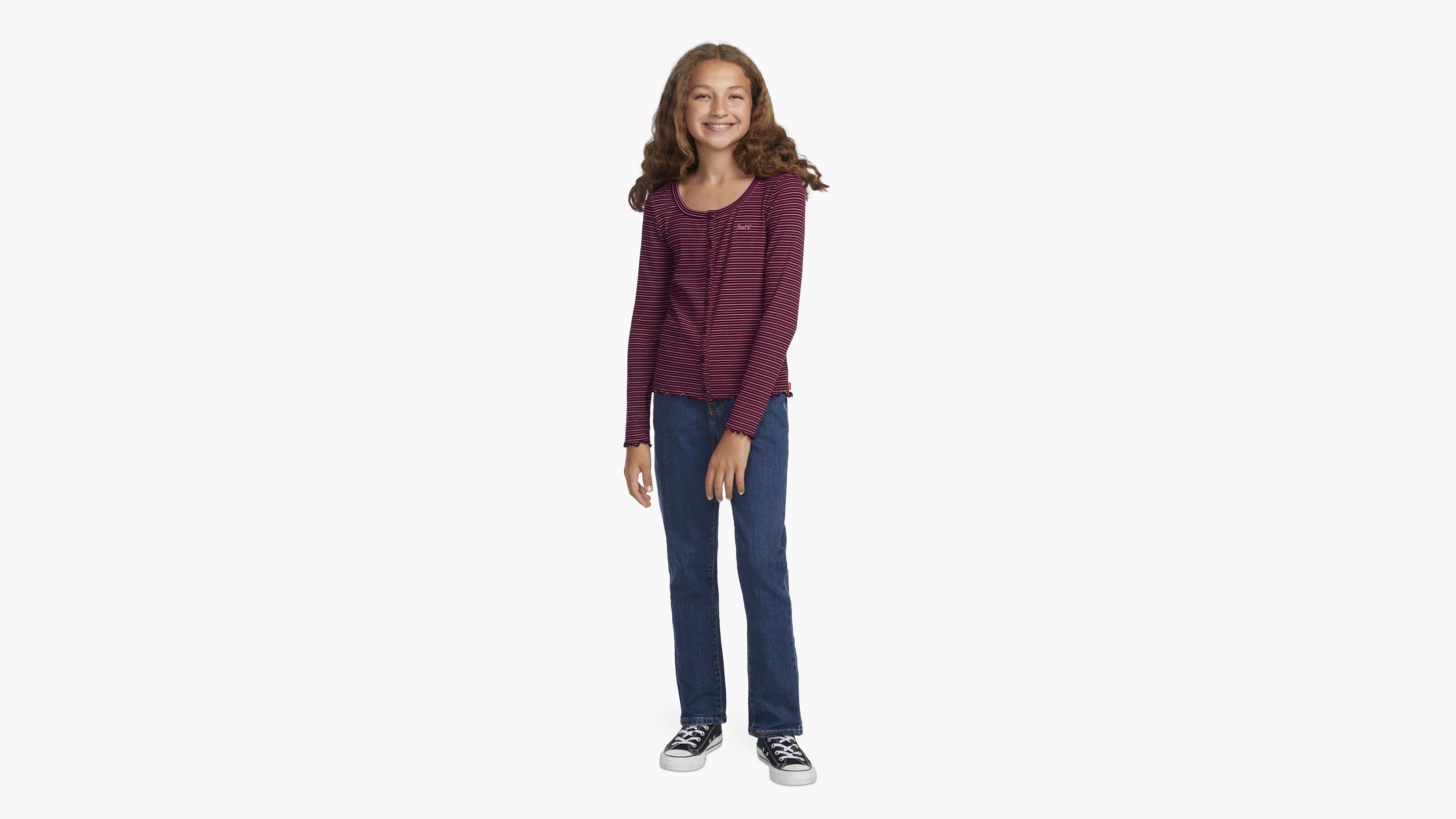 Stripe Ribbed Top Big Girls 7-16 2