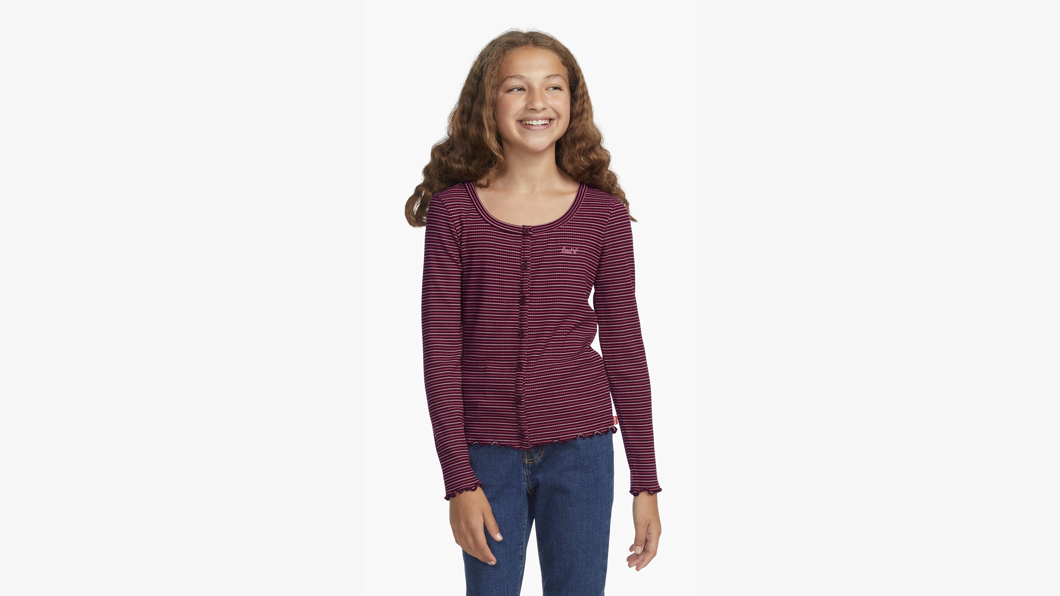 Stripe Ribbed Top Big Girls 7-16 3
