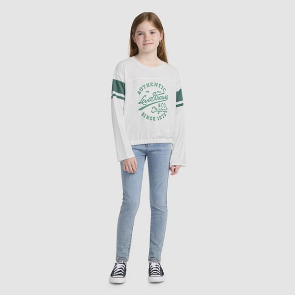 Varsity Long Sleeve Tee Big Girls 7-16 — White - White