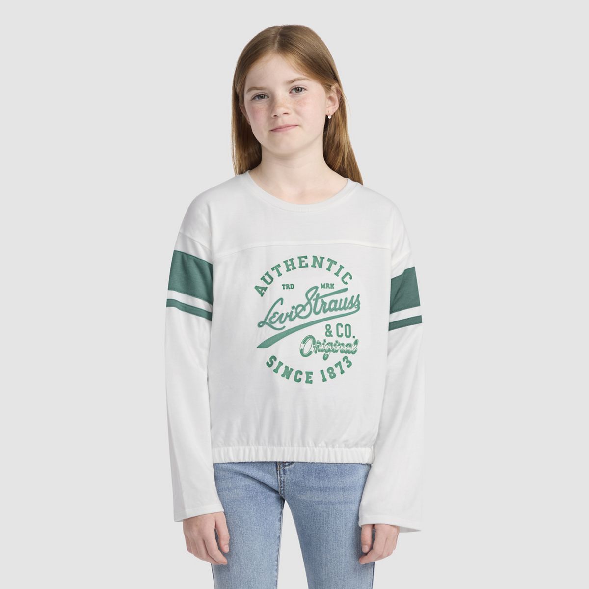 Varsity Long Sleeve Tee Big Girls 7-16 — White - White