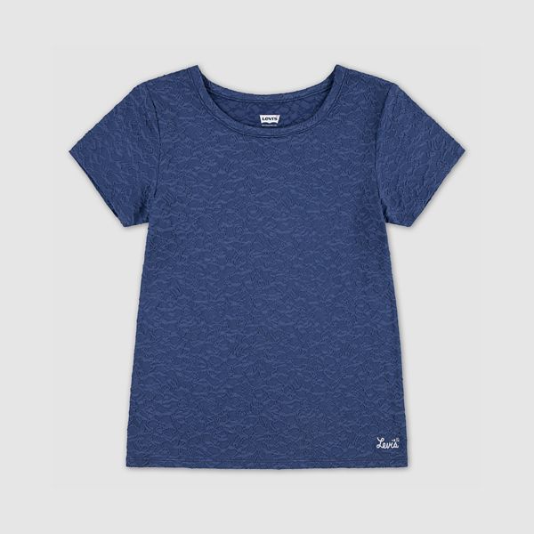 Jacquard Knit Top Big Girls 7-16 — Navy - Blue