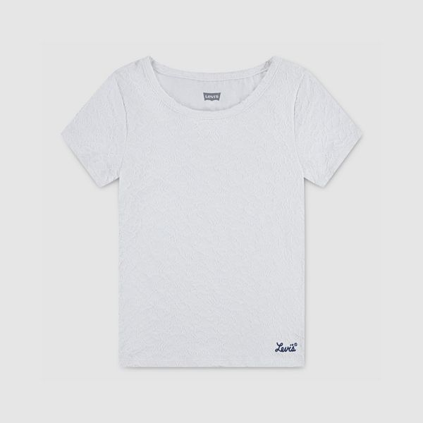 Jacquard Knit Top Big Girls 7-16 — Bright White - White